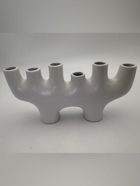 Modern and Unique White Ceramic Multi-Stem Vase